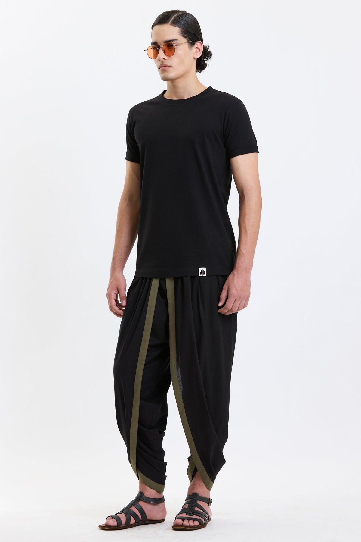 Cotton T-Shirt – Black by Swasthii, worn by a model – view 4