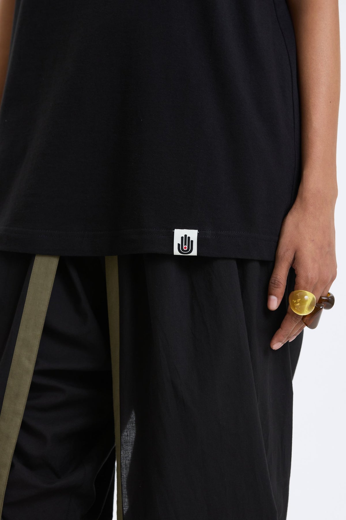 Cotton T-Shirt – Black by Swasthii, worn by a model – view 4