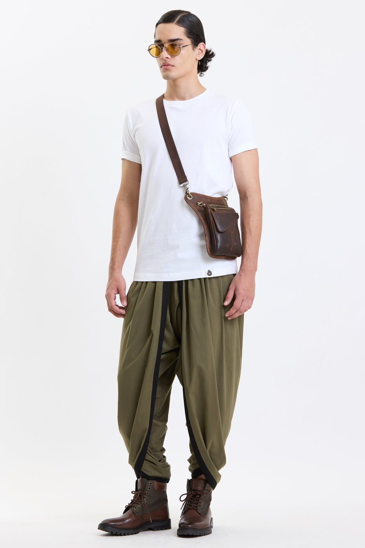 Cotton T-Shirt – White by Swasthii, worn by a model – view 4