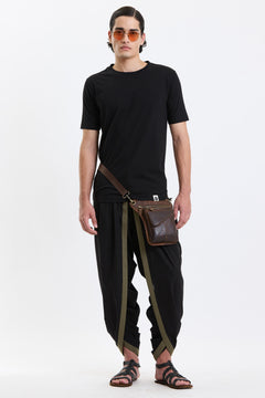 Swasthii Black Ready-to-Wear Dhoti – Olive Border