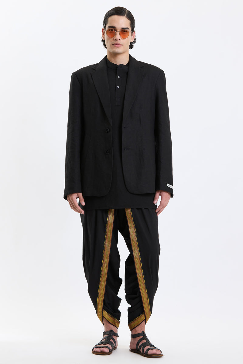 Swasthii Black Ready-to-Wear Dhoti – Gold Border