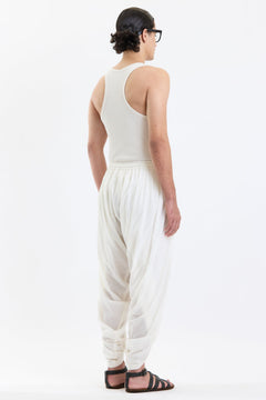 Cotton Dhoti Pants – White by Swasthii, worn by a model – view 4