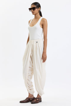 Cotton Dhoti Pants – White by Swasthii, worn by a model – view 2