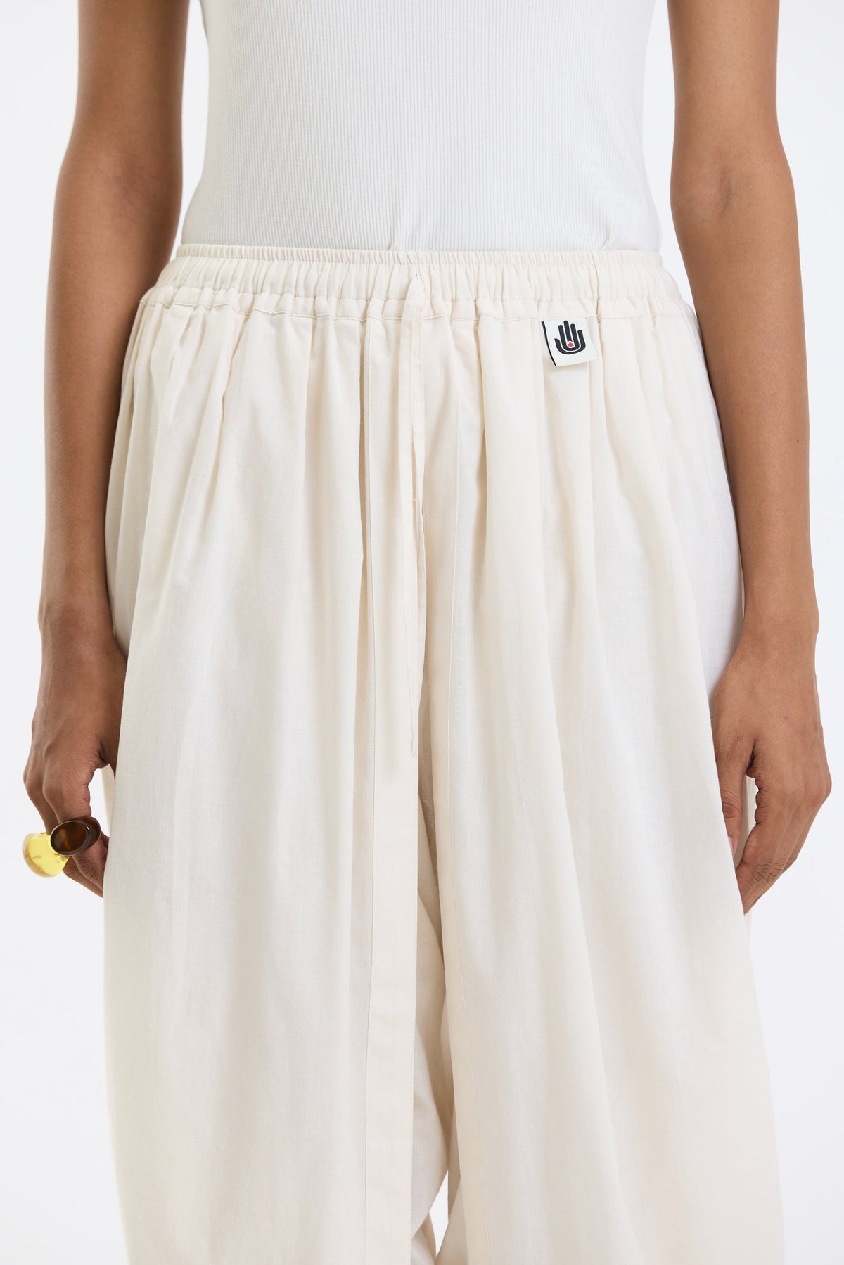 Cotton Dhoti Pants – White by Swasthii, worn by a model – view 4