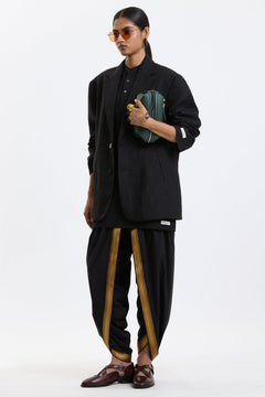 Cotton-Linen Blazer – Black by Swasthii, worn by a model – view 5