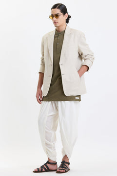 Cotton-Linen Blazer – Beige by Swasthii, worn by a male model – view 11