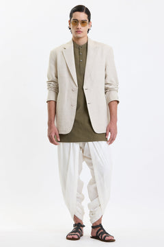 Cotton-Linen Blazer – Beige by Swasthii, worn by a male model – view 12