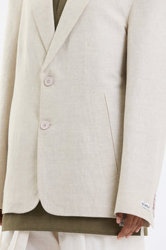 Cotton-Linen Blazer – Beige by Swasthii, worn by a female model – view 5