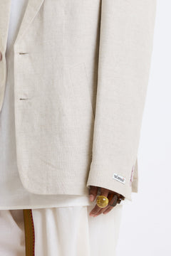 Cotton-Linen Blazer – Beige by Swasthii, worn by a female model – view 6