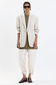 Cotton-Linen Blazer – Beige by Swasthii, worn by a female model – view 7