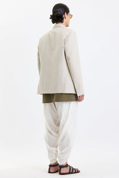 Cotton-Linen Blazer – Beige by Swasthii, worn by a model – view 9