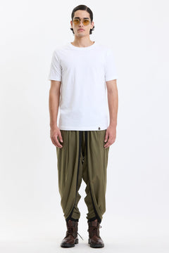 Cotton T-Shirt – White by Swasthii, worn by a model – view 1