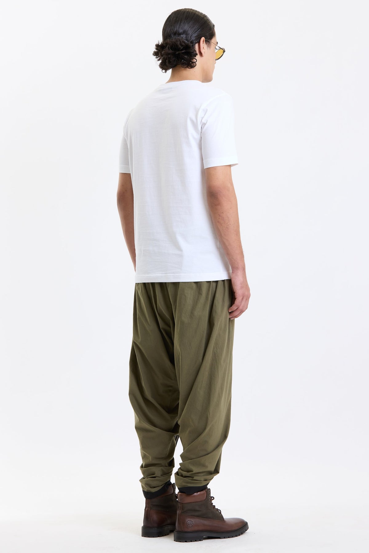 Cotton T-Shirt – White by Swasthii, worn by a model – view 3