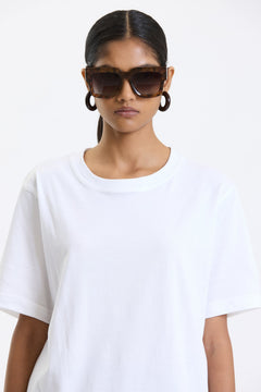 Cotton T-Shirt – White by Swasthii, worn by a model – view 3