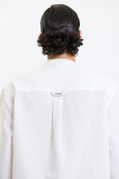 Full Sleeve Mandarin Collar Shirt – White by Swasthii, worn by a model – view 3