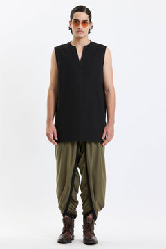 V Neck Vest – Black by Swasthii, worn by a model – view 1