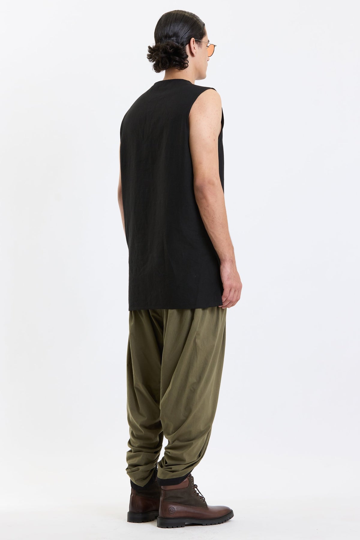 V Neck Vest – Black by Swasthii, worn by a model – view 4