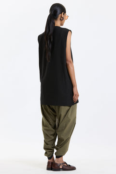 V Neck Vest – Black by Swasthii, worn by a model – view 4