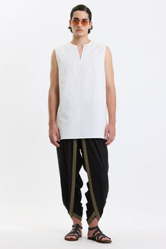 V Neck Vest – White by Swasthii, worn by a model – view 1