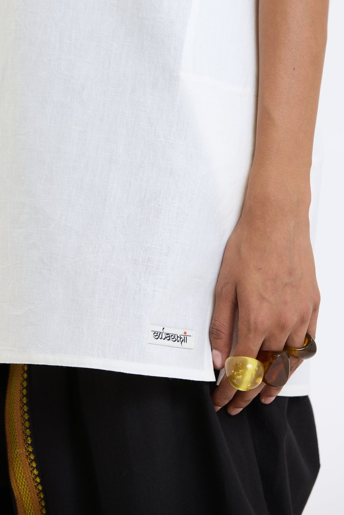 V Neck Vest – White by Swasthii, worn by a female model – view 6