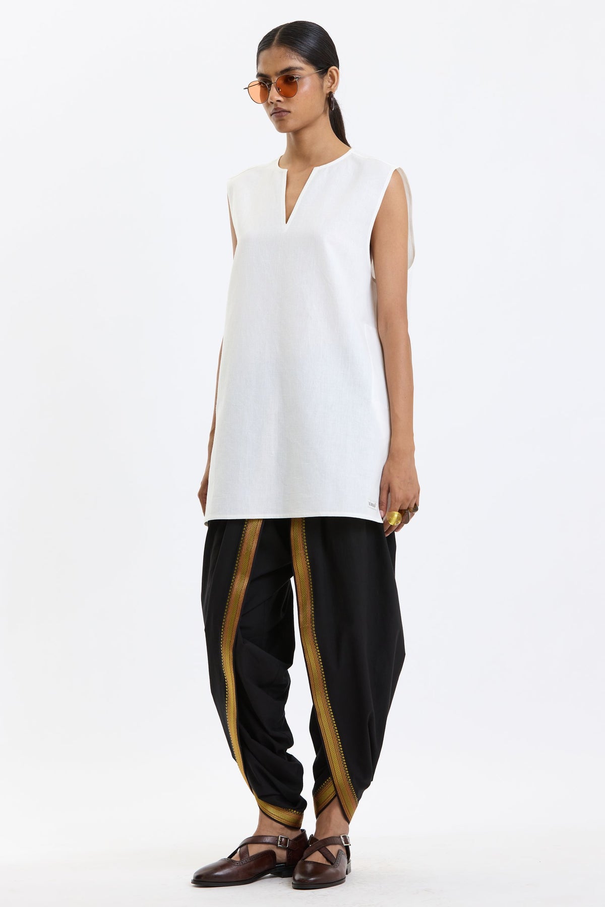 V Neck Vest – White by Swasthii, worn by a female model – view 8