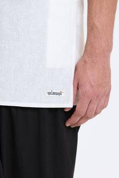 V Neck Vest – White by Swasthii, worn by a model – view 3