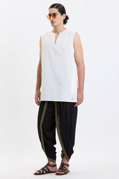 V Neck Vest – White by Swasthii, worn by a model – view 4