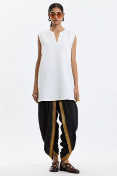 V Neck Vest – White by Swasthii, worn by a model – view 2